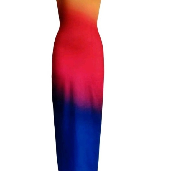 Dresses & Skirts - Vibrant Ombre Bodycon Maxi Dress — Sunset Gradient
